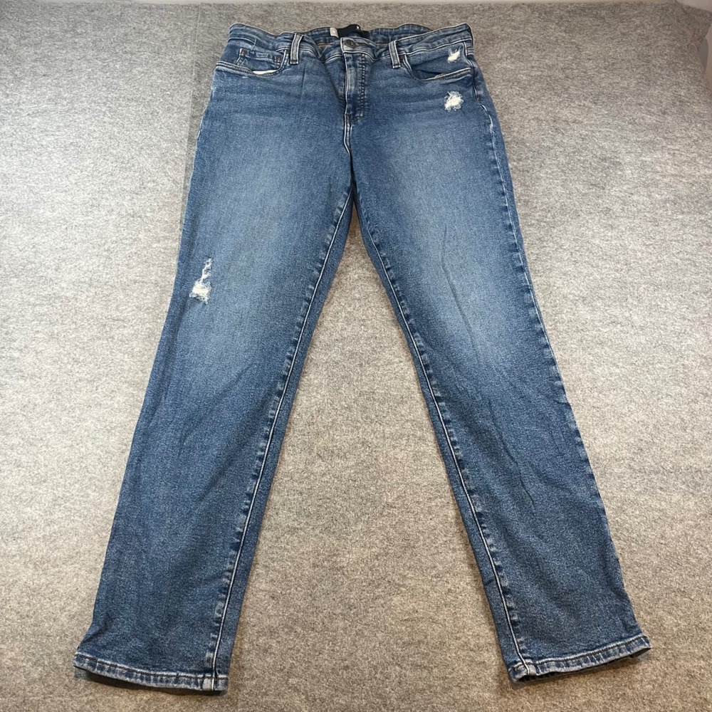 Kut from the Kloth Womens Straight Leg Blue Distressed Casual Jeans 14 Ripped